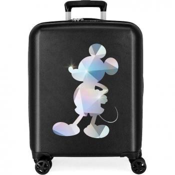 Disney Maleta de Cabina Rígida 100 Mickey Silver 55cm, ABS, Capacidad 38L, Color Negro