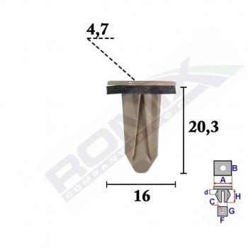 Perno de tapicería y clip para parachoques ROMIX C70581, material resistente, diseño específico para sujeción en automóviles, fácil instalación, compatible con diversos modelos de vehículos