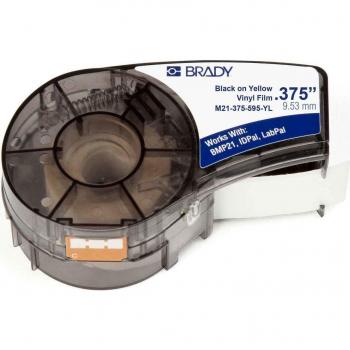 Cinta de Vinilo Brady M21-375-595-YL, color Negro sobre fondo Amarillo, 9,53mm, para usar con impresoras M210, M210-LAB, M211 y BMP21