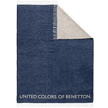 Manta Benetton 140x190cm 320gsm 60% algodón 40% acrílico en colores rojo y verde, azul oscuro y gris