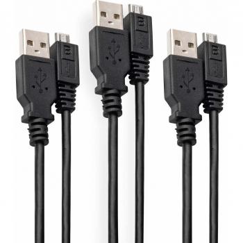 Cable USB 2.0 Tipo A a Micro USB de 1m Negro - Pack de 3 Cables