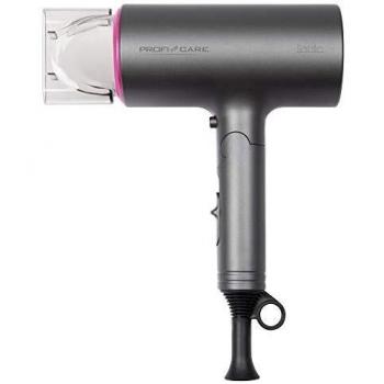 Proficare HT 3073 Professional Ionic Hair Dryer with Tube Design, Foldable Handle, 3 Temperature and Power Settings, 360° Rotating Concentrator Nozzle, Grey/Pink, 1600W