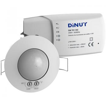 Detector de movimiento empotrable en techo con regulador de luz DALI DINUY DM TE1 DA2