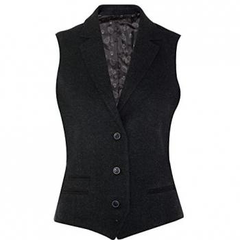 Navy 1920s Women's Tweed Herringbone Waistcoat - Size XL