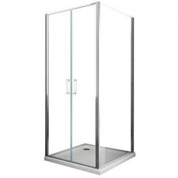 Box de Ducha Angular con 1 Pared Fija y Puerta Tipo Saloon Reversible de Vidrio 6 mm - Medidas 67,5-70 cm