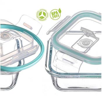 Set de 4 fiambreras de borosilicato rectangulares KOZINA