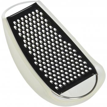 Rallador de Queso Alessi Parmenide con Recipiente de Acero Inoxidable y Resina Termoplástica, Color Gris Hielo