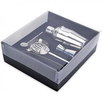 Juego de 5 mixto HAPPYNUTS Drinkware, acero inoxidable 12-onza incluido Barware coctelera, colador de alambre, 20 ml & 40mL de cócteles, pinzas de hielo, palo de escoba