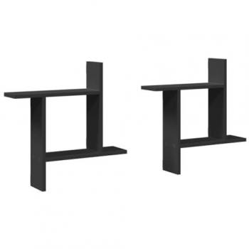 Estantes de Pared Flotantes 2 uds Negro 50x12x50 cm Madera Ingeniería