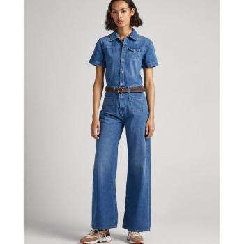 Mono Pepe Jeans Evelyn - Elegante mono vaquero de mujer con manga corta y cuello camisero