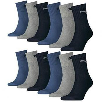 Puma Short Crew 3P Unisex Calcetines, Navy/Grey/nightsh Sombra Blue, 47 ? 49