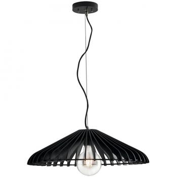 Lámpara colgante de techo de madera negra con cable de tela 50 cm y marco de alambre negro 50x13,5 cm