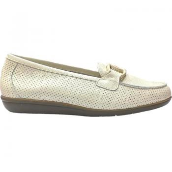 Mocasines de Mujer 24Hrs Beige Piel Planos Natural Lino