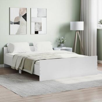 Estructura de cama con cabecero y piecero blanco 135x190 cm