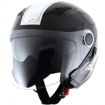 Astone Helmets fibra Casco Jet, Espada, color Espada Negro Blanco, talla L