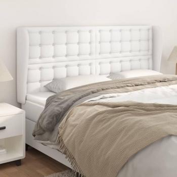 Cabecero de oreja blanco 203x23x111/128 cm en cuero sintético