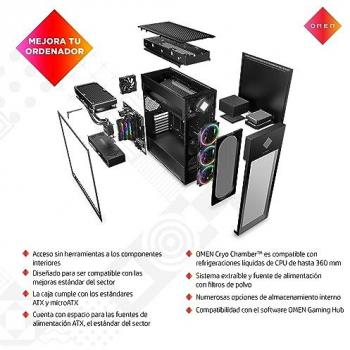 Ordenador de Sobremesa HP Omen 45L GT22-0010ns con AMD Ryzen 9 5900X, 32GB RAM, 2TB HDD + 1TB SSD y RTX 3080