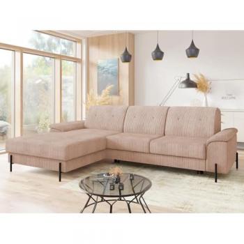 Sofá rinconero Comfivo 134 con función de descanso y caja de ropa de cama, dimensiones 268 x 185 x 90 cm