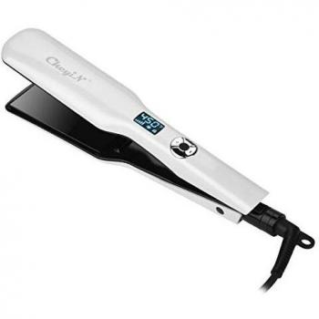 Ckeyin Plancha De Pelo Profesional, Plancha De Pelo, Placa Calefactora Más Ancha, Plancha De Pelo Con Pantalla Lcd, Herramienta De Peinado Ptc, blanco