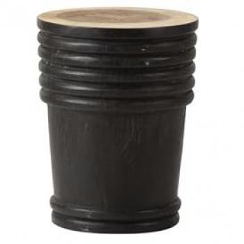 Mesa Auxiliar Elegante de Madera Suar Negra/Natural 35x35x45 cm - Resistente y Duradera