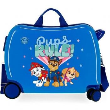 Maleta Infantil Rígida 2 Ruedas Multidireccionales Paw Patrol Pups Rule Correpasillos Azul con Capacidad de 34L