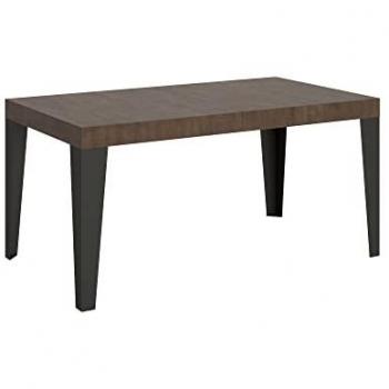 Mesa extensible 90x160/264 cm Flame con estructura antracita y acabado en nogal