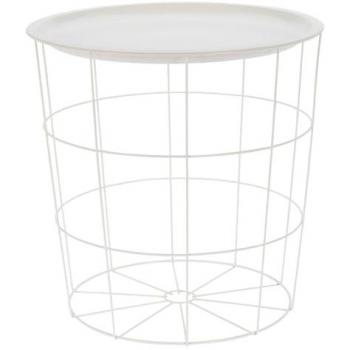 Mesa auxiliar de metal blanca Ø40x40cm