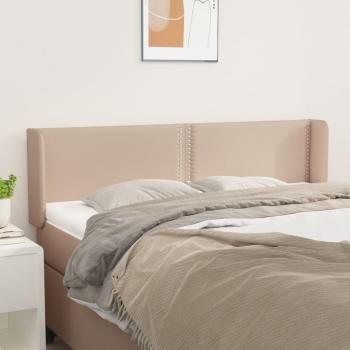 Cabecero de Cama Tapizado en Cuero Sintético Color Capuchino 147x16x78/88 cm con Diseño de Orejas