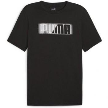 Camiseta Puma Graphics Negra Hombre, 100% algodón, diseño gráfico en el frente, corte clásico, manga corta, logo de Puma en el pecho