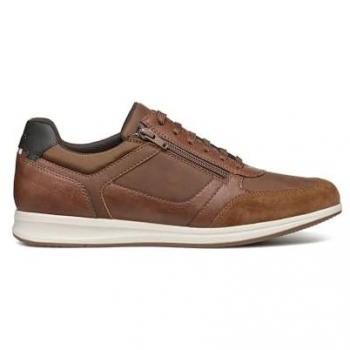 Geox Zapatillas Deportivas Transpirables para Hombre, Color Marrón Coñac, Modelo U Avery A, Talla 44 EU