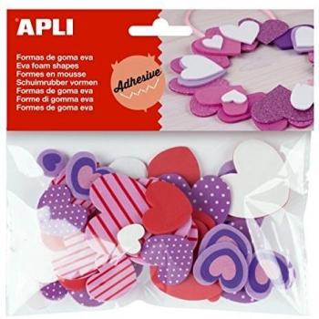 APLI - Bolsa formas EVA adhesiva estampada formas corazón, 40 uds