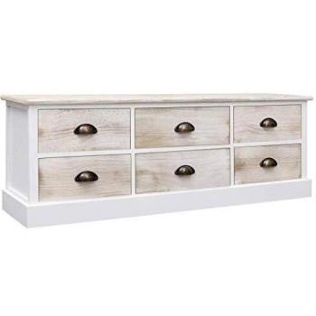 vidaXL Mueble para TV Madera Mobiliario Decoración Elegante Práctico Versátil Centro Multimedia Robusto Útil Funcional Blanco/Natural 115x30x40cm
