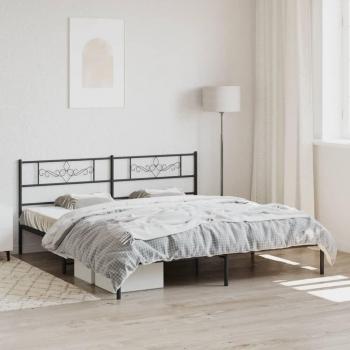 Estructura de cama con cabecero de metal negro 193x203 cm