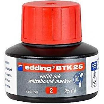 Edding PTK 25 Tinta de Relleno Roja para Marcadores Brilliant - 25 ml con Sistema Capilar