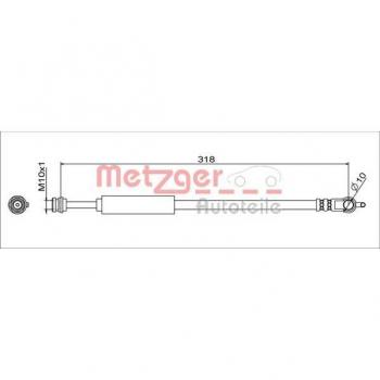 Latiguillo de freno trasero izquierdo METZGER 4111629 para Mazda 3 y 6