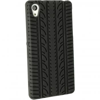 igadgitz U2906 Funda Silicona Neumático Tyre y Protector de Pantalla Compatible con Sony Xperia Z2 D6503 - Negro