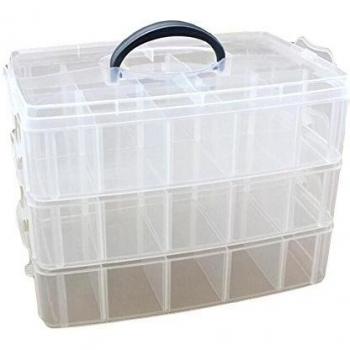 Hualing 3-tiers plástico Craft Beads Joyería Almacenamiento compartimento organizador caja de herramientas caso, Transparente, talla única