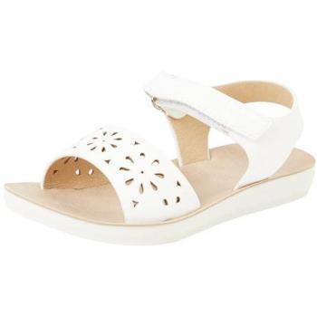 Sandalias abiertas Garvalín para niña, estampado liso, cierre adherente, color blanco, talla 33 EU