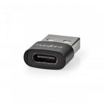 Adaptador USB-A a USB-C™ 2.0 - Macho a Hembra - 480 Mbps - Redondo - Niquelado - Negro