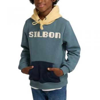 Sudadera de niño con capucha y bolsillo canguro verde Silbon Talla 6