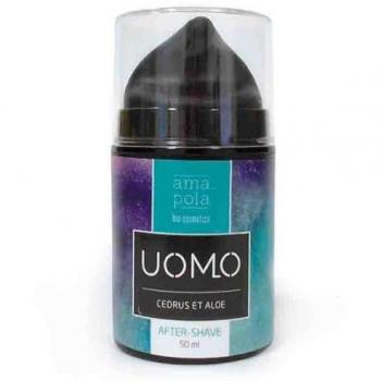 Amapola Bio Uomo After-Shave 50 ml - Crema after-shave con extracto de cedro y aloe vera, formulación biológica, ideal para calmar e hidratar la piel después del afeitado