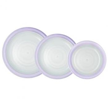 Vajilla Cerámica Kaleido 18 Piezas para 6 Personas Morado Mate, Pintada a Mano, Apilable y Apta para Microondas