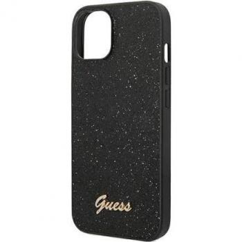 Funda Híbrida Guess Glitter Flakes con Logo Metálico para iPhone 14 Plus - Negra