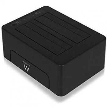 Ewent EW7014 Estación de Acoplamiento Dual para Unidad de Disco Duro y SSD SATA 2.5-3.5 con USB 3.1, Color Negro