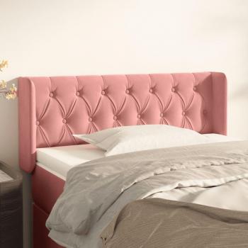Cabecero de Terciopelo Rosa con Orejas 93x16x78/88 cm