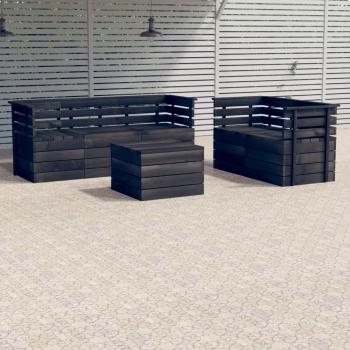Sofá de jardín de madera 6 piezas en palet Pino gris oscuro
