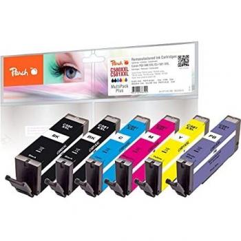 Pack de Tinta Peach XXL con Foto Azul, Compatible con Canon PGI-580XXL y CLI-581XXL (6 Cartuchos)