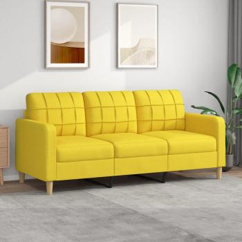 Sofá de 3 plazas de tela amarillo claro 180 cm vidaXL