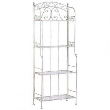 Estantería de Metal Blanca para Jardín con 4 Niveles, Mobiliario Decorativo y Almacenamiento de Plantas - Modelo Padua