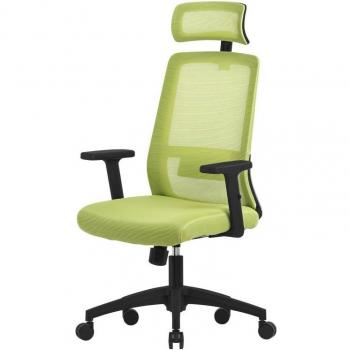 Silla de Oficina Ergonómica Giratoria Verde con Reposacabezas Ajustable, Soporte Lumbar y Respaldo de Malla